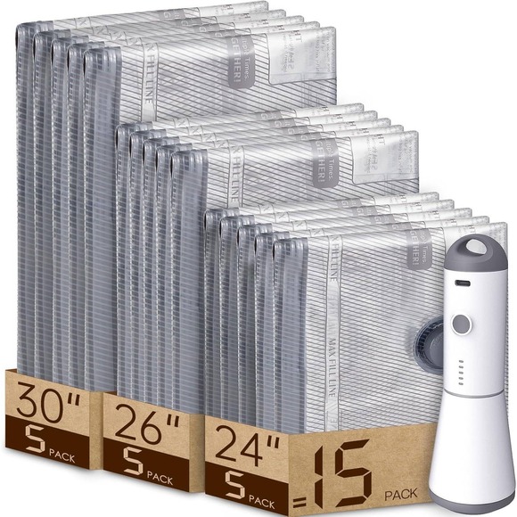 Vacbird Other - Vacbird 15 Pack Vacuum Storage Bags with Rechargeable Electric Pump CP-X7-GY-5G